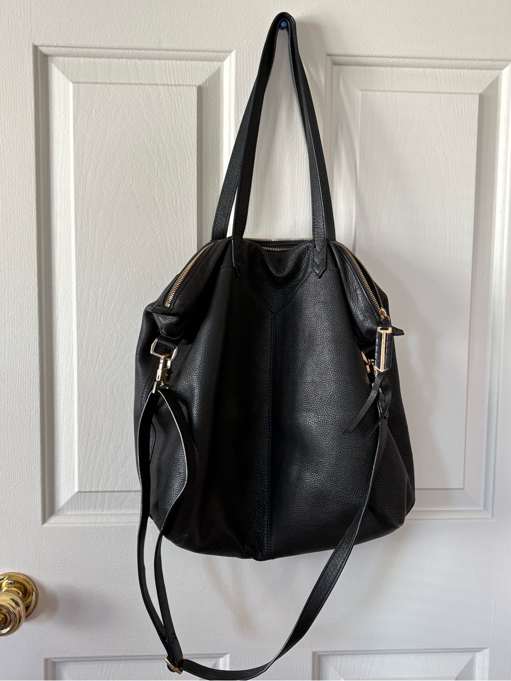 Stella & Dot Covet Black Leather Tote Bag